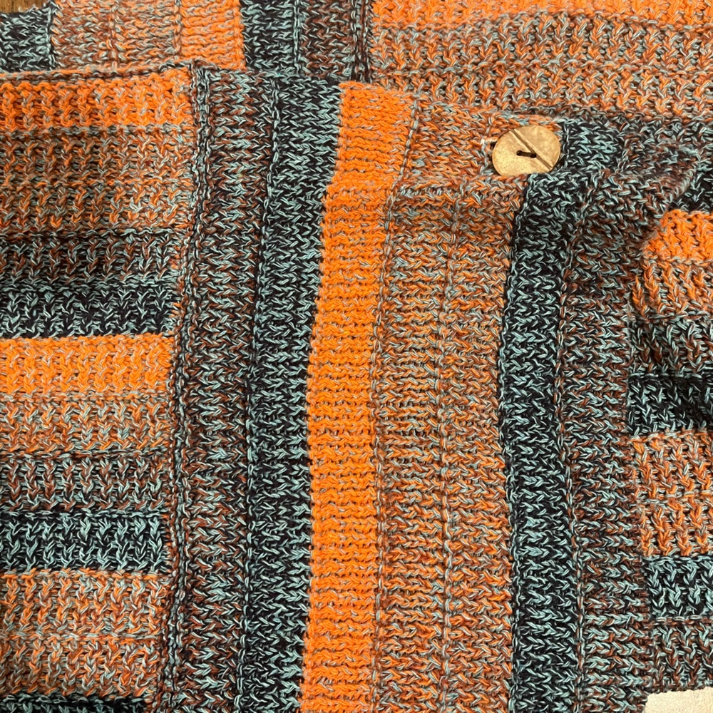 Misslook Shawl, Orange, Turquoise, Shoulder Length